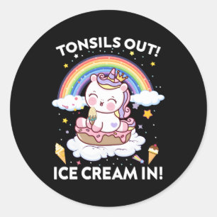 Tonsillen aus Eiscreme nach der Operation Unicorn Runder Aufkleber