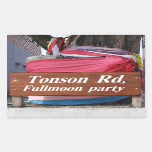 Tonson Rd. Fullmoon Party, Koh Phangan, Thailand Rechteckiger Aufkleber