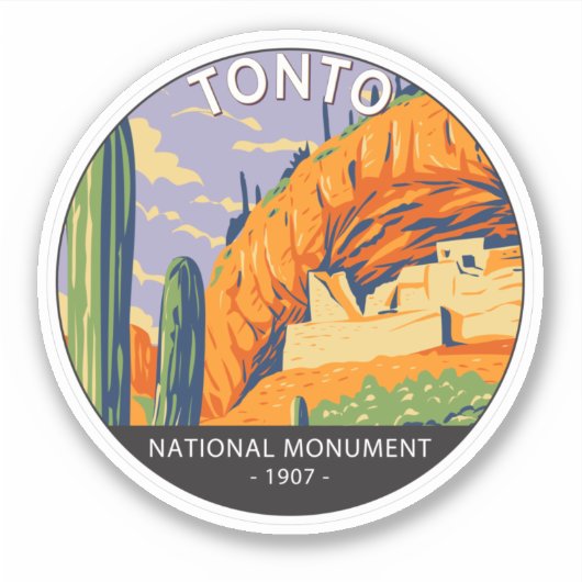Tonto Nationales Monument Arizona Vintag Aufkleber (Vorderseite)