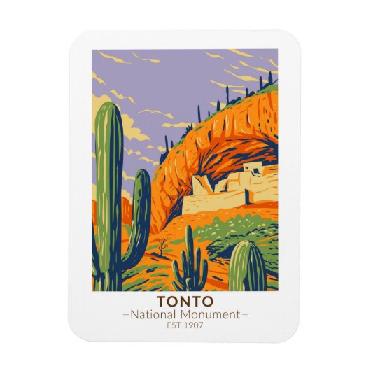 Tonto Nationales Monument Arizona Vintag Magnet (Vertikal)