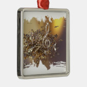 Tontreppenkleckse und Noten Ornament Aus Metall (Rechts)