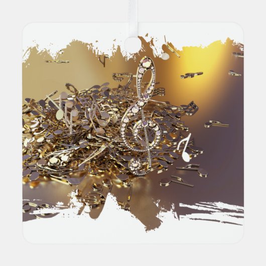 Tontreppenkleckse und Noten Ornament Aus Metall (Vorderseite)