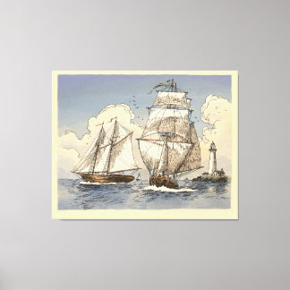 Tony Millionaire Two Ships Poster Leinwanddruck