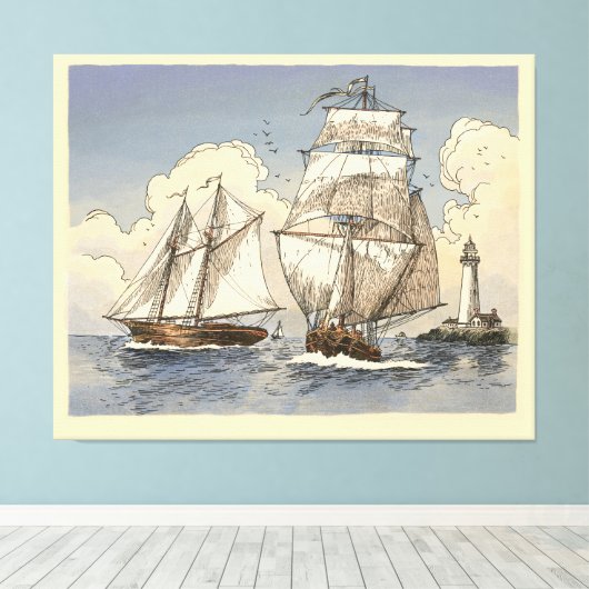 Tony Millionaire Two Ships Poster Leinwanddruck (Insitu (Holzboden))