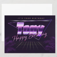 Tony Name Vorname lila retro Karte Geburtstag