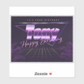 Tony Name Vorname lila retro Sticker Geburtstag (Blatt)