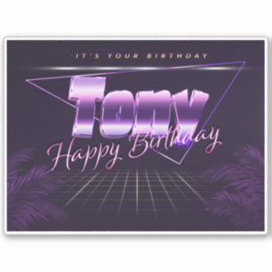 Tony Name Vorname lila retro Sticker Geburtstag