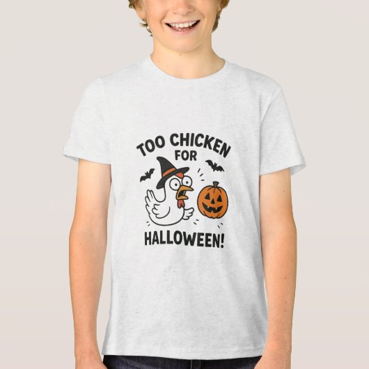 too chicken for halloween Tri-Blend shirt (Vorderseite)