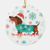 Too Cute for the Naughty List Dachshund Ornament (Vorne)