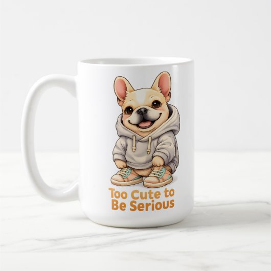 Too Cute to Be Serious – Funny French Bulldog Kaffeetasse (Links)