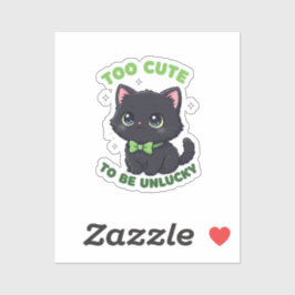 Too Cute To Be Unlucky Black Cat St Patrick  Aufkleber