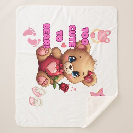 Too Cute to Bear – Valentine Teddy Baby Design Sherpadecke (Vorderseite)