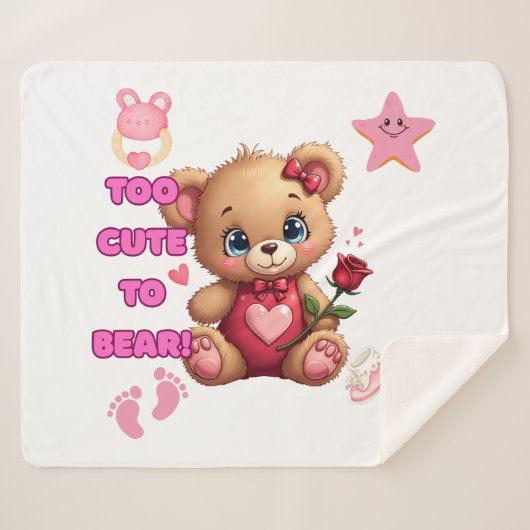 Too Cute to Bear – Valentine Teddy Baby Design Sherpadecke (Vorderseite (Horizontal))