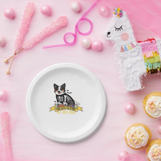 Too Cute to Spook But Will Bark Adorable Halloween Pappteller (Party)