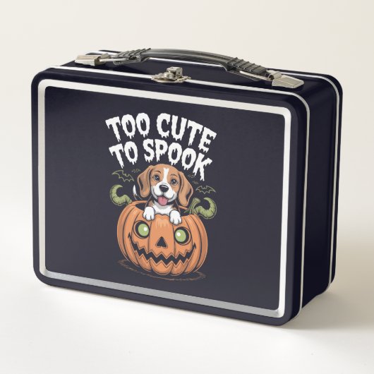 Too Cute to Spook Halloween Dog Metall Brotdose (Vorderseite)