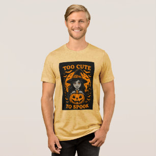 Too Cute to Spook Halloween Witch Art Tri-Blend Shirt