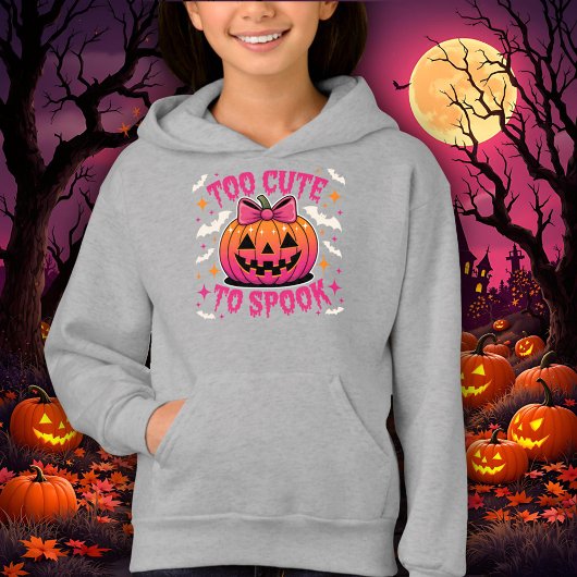 Too Cute to Spook Pink Coquette Halloween Pumpkin Hoodie