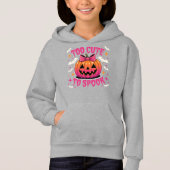 Too Cute to Spook Pink Coquette Halloween Pumpkin Hoodie (Vorderseite)