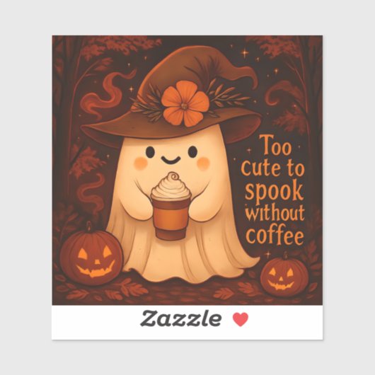 Too Cute to Spook Without Coffee – Halloween Ghost Aufkleber (Blatt)