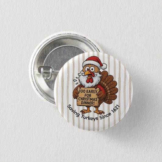 Too Early for Christmas Dinner | Funny Turkey  Button (Vorne & Hinten)
