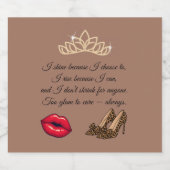 Too Glam To Care – Chic Quote Alkoholflaschenetikett (Einzelnes Label)