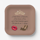 Too Glam To Care – Chic Quote  Pappteller (Vorderseite)