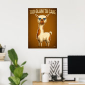 Too Glam to Care – Funny Llama Cartoon Character Poster (Heimbüro)