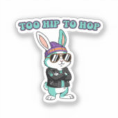 Too Hip To Hop Funny Cool Bunny With Sunglasses  Aufkleber (Vorderseite)
