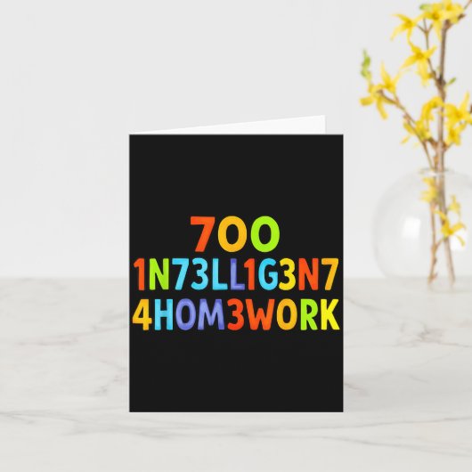 Too Intelligent For Homework Funny School Kids Tee Karte (Gelbe Blume)