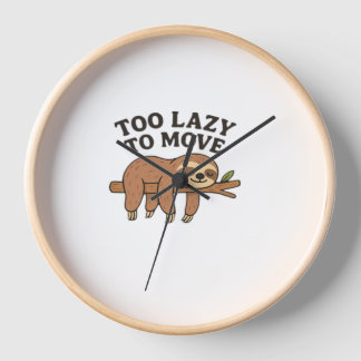 Too Lazy To Move – Cute Retro Cartoon Sloth Design Uhr