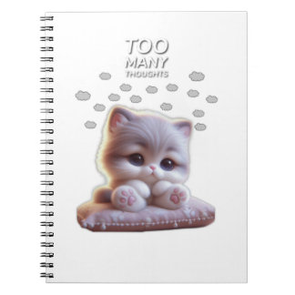 Too Many Thoughts Cat Notebook – Cute Overthinking Notizblock