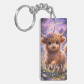"Too Rare To Care" keychain Highland Cow Unicorn Schlüsselanhänger (Vorderseite links)