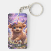 "Too Rare To Care" keychain Highland Cow Unicorn Schlüsselanhänger (Rückseite)