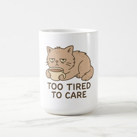 Too Tired to Care – Funny Grumpy Cat Coffee Design Kaffeetasse (Mittel)