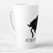 Too Tired to Think - Funny Exhausted Black Cat Milchtasse (Linke Ecke)