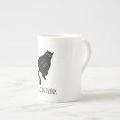 Too Tired to Think - Funny Exhausted Black Cat Porzellantasse (Vorderseite Rechts)