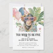 Too Wild to Be Five Monkey Jungle Birthday Einladung (Vorderseite)