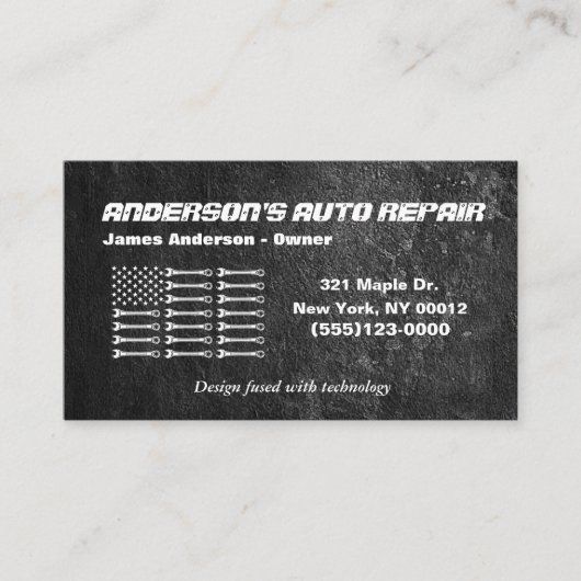 Tool American Flag Metal Design Auto Auto Reparatu Visitenkarte (Vorderseite)