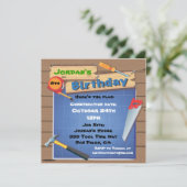 Tool Gebäude Bau Geburtstagsparty Einladung (Stehend Vorderseite)