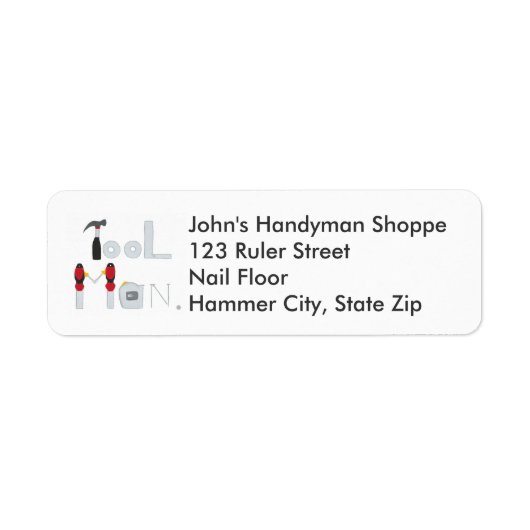 Tool Man schrieb mit Tools-Rücksendeadressen-Aufkl (Vorne)