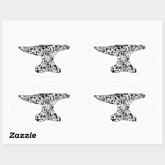 Tool-O-Rama Anvil Oval Sticker (Blatt)