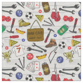 Tool Shed Funny Beer Den Man Höhle Gemustert Stoff (Nahaufnahme)