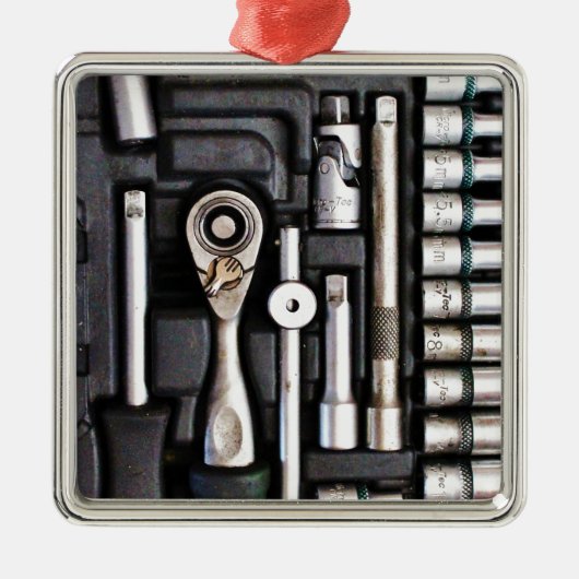 Toolbox Handyman Tools Silbernes Ornament (Vorne)