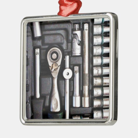 Toolbox Handyman Tools Silbernes Ornament (Links)