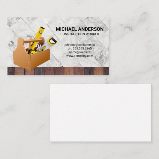 Toolbox | Holz | Marmor Visitenkarte (Vorne/Hinten)