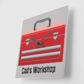 Toolbox "Vaters Workshop" Quadratische Wanduhr (Winkel)