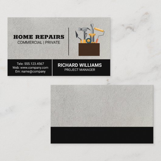 Toolbox | Zuhause Reparatur Carpentry Visitenkarte (Vorne/Hinten)