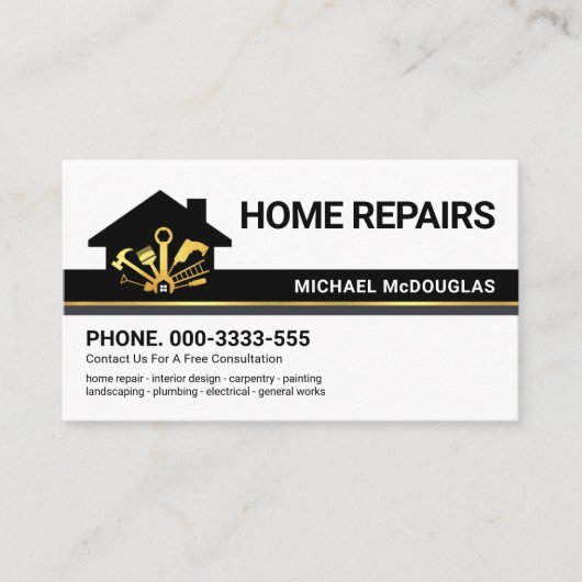 Toolline für Creative Gebäude Layer Gold Handyman Visitenkarte (Vorderseite)