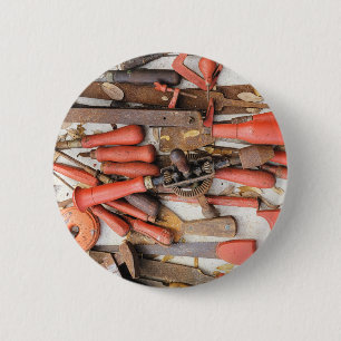 Tools Antiquitätenwerkzeug Rustikal Roter Mann Button