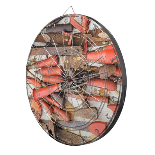 Tools Antiquitätenwerkzeug Rustikal Roter Mann Dartscheibe (Vorderseite rechts)